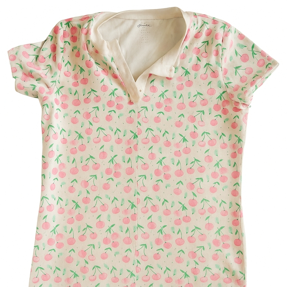 Sweet Honey Cherry Print Cream Pj Set